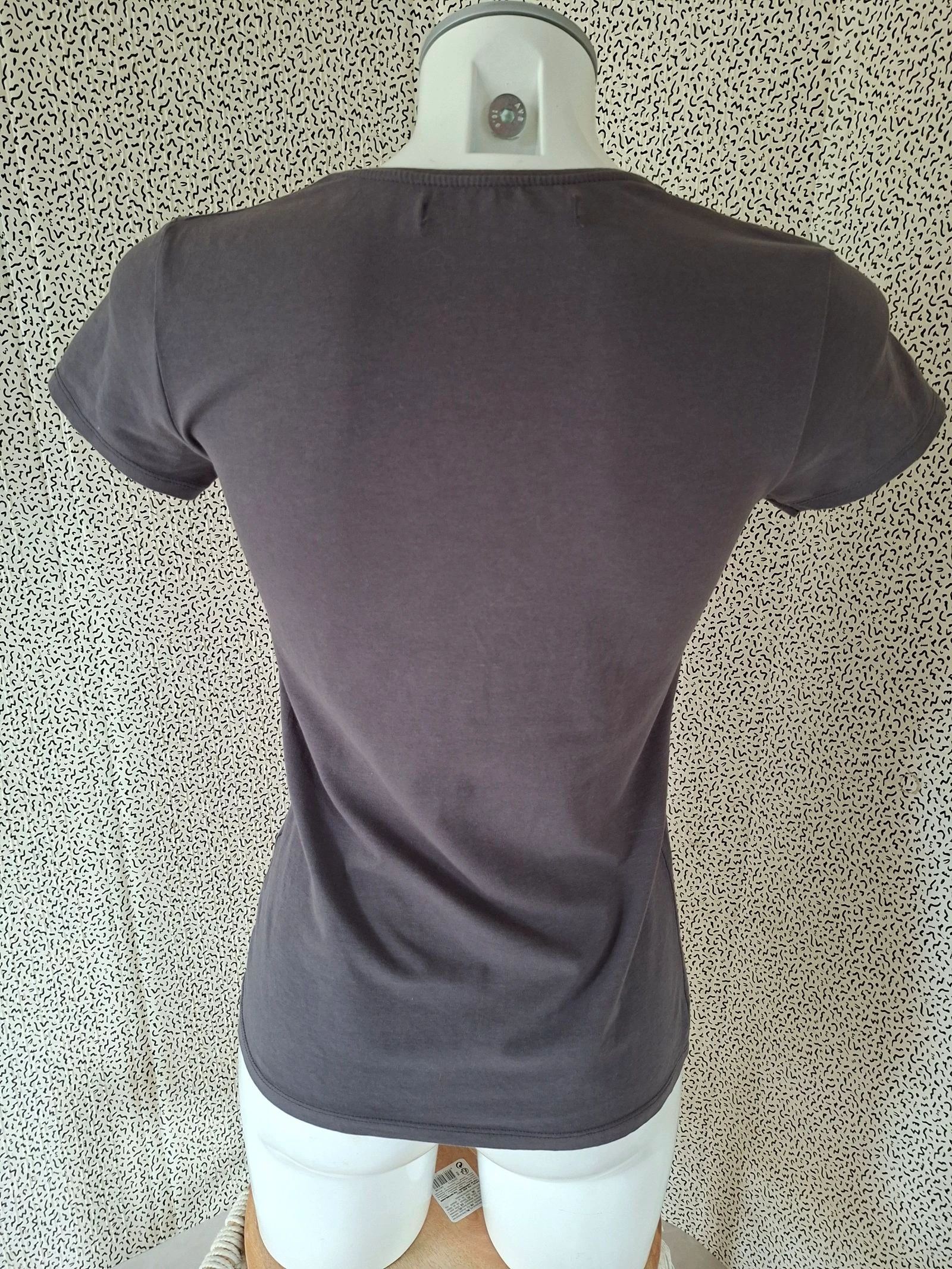 Zara Collection anthracite gray T-shirt M logo letters rhinestones short sleeves women – photo 4